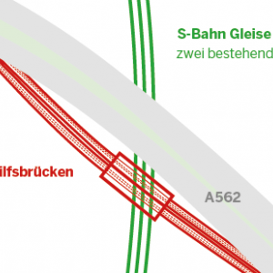 Schematische Skizze Brückenersatzneubau A562/DB S13