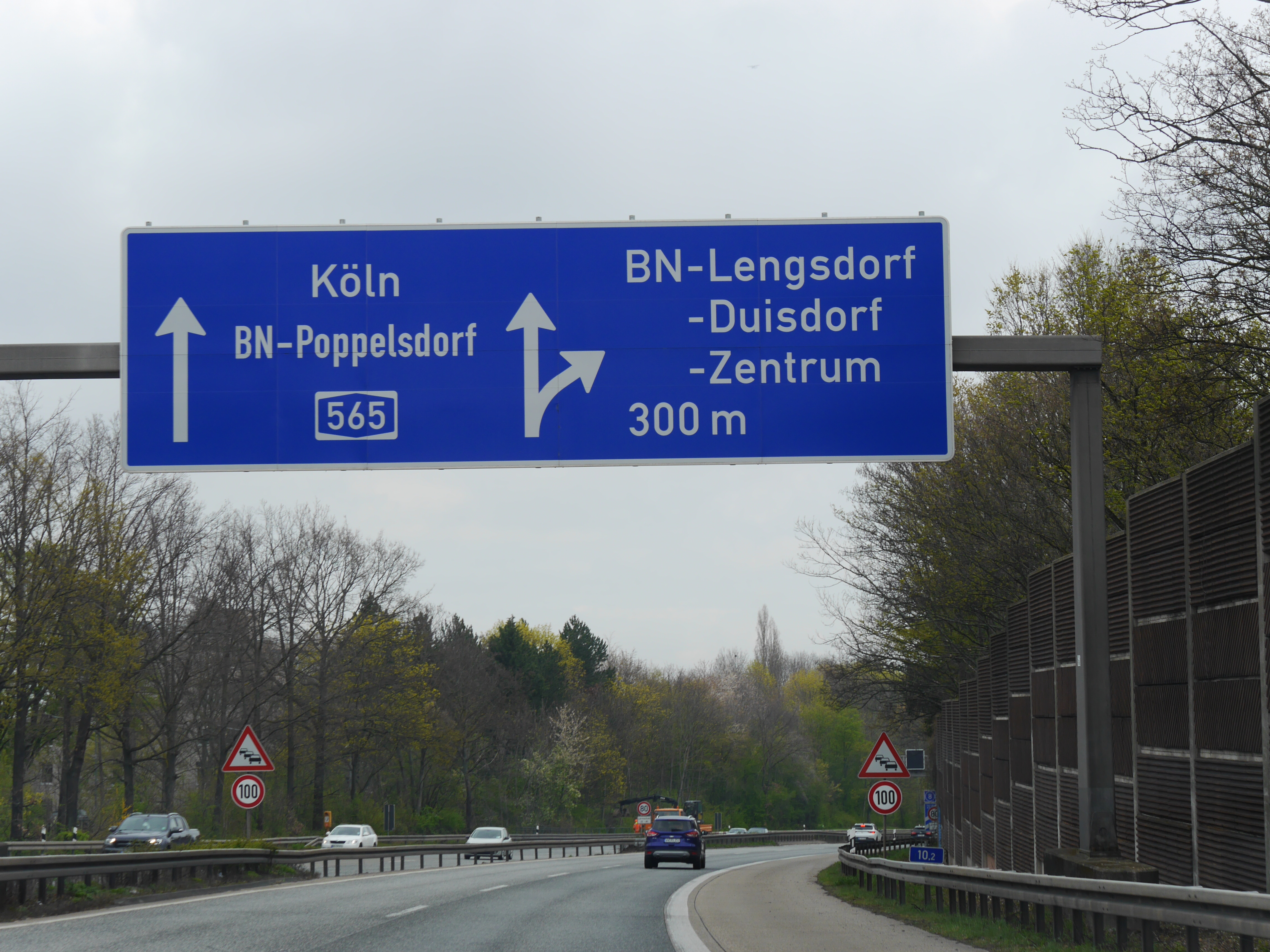 Streckenverlauf der A565 zwischen BN_Hardtberg und BN_Endenich an der AS Lengsdorf